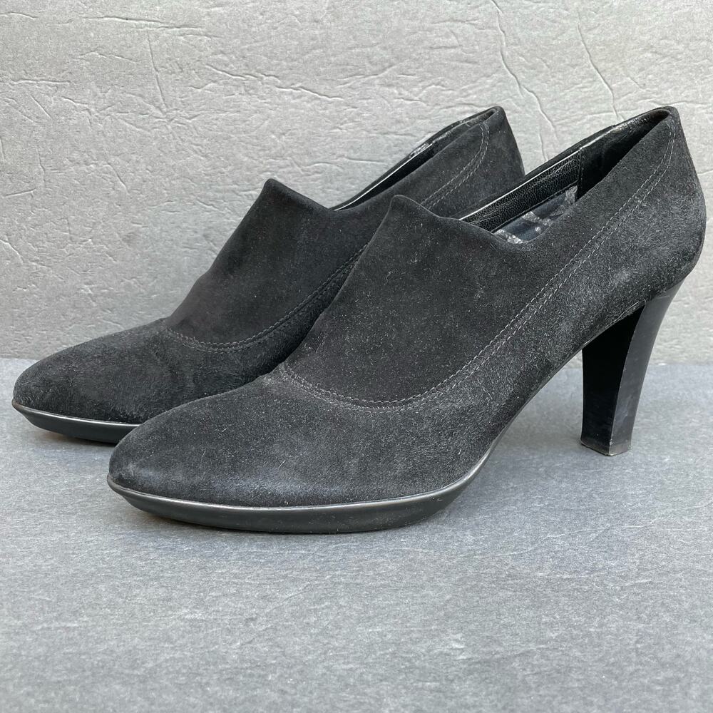 Aquatalia Black Suede Nubuck Heels Italy 10
